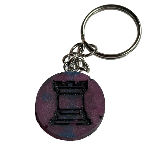 Dark Purple Rook - Handmade Resin Keychain - Flat Edition