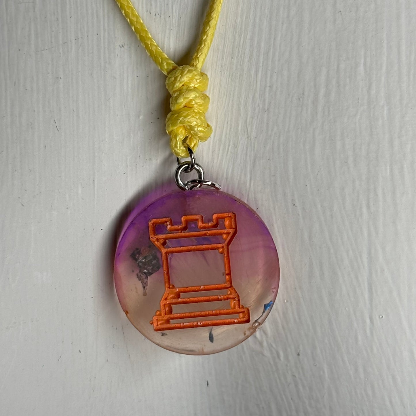 Translucent Rook - Handmade Resin Chess Necklace