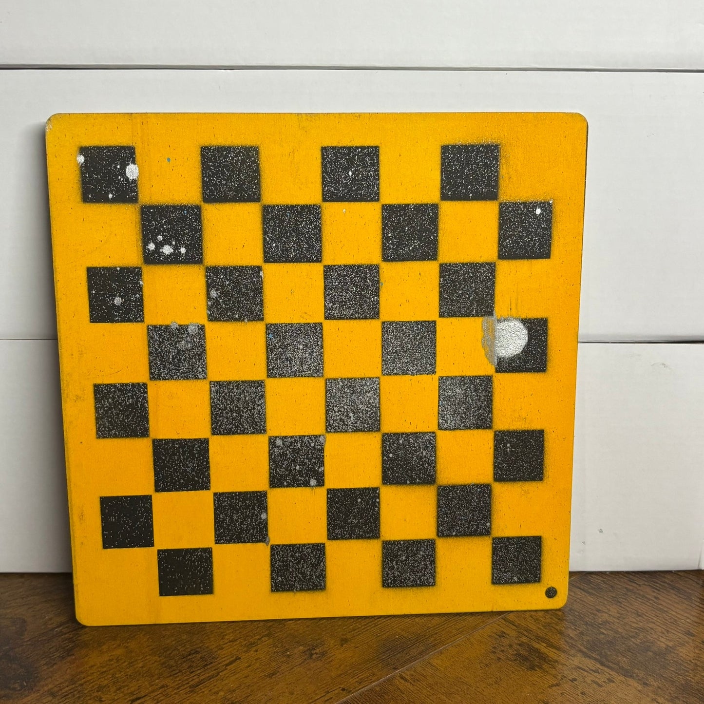 Yellow Black Chrome - Painted Thin Wooden Chess Board