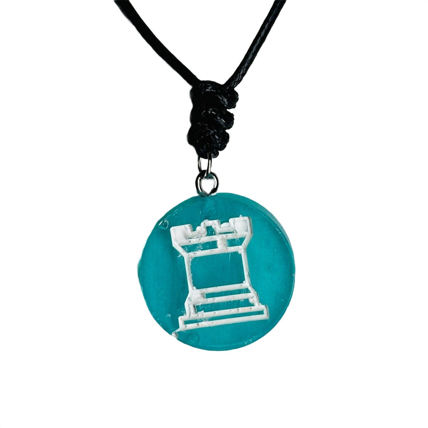 🎁 Aqua Green Rook - Handmade Resin Chess Necklace (100% off)