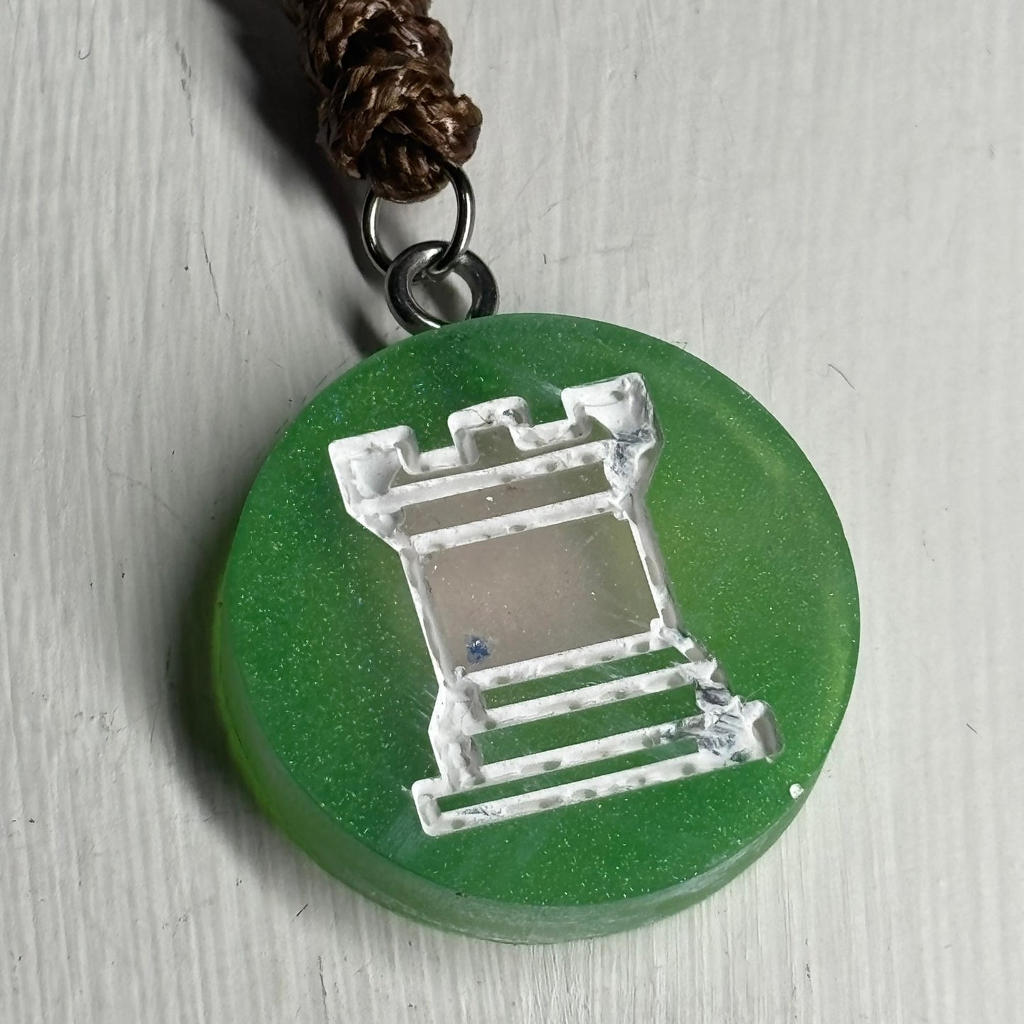Green Rook - Handmade Resin Chess Necklace