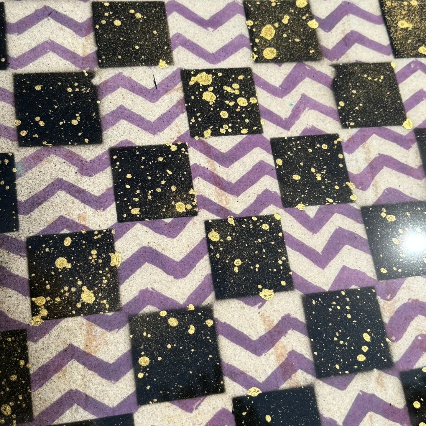 Purple Zagged Gold Sprinkle - Resin Coated Chess Board