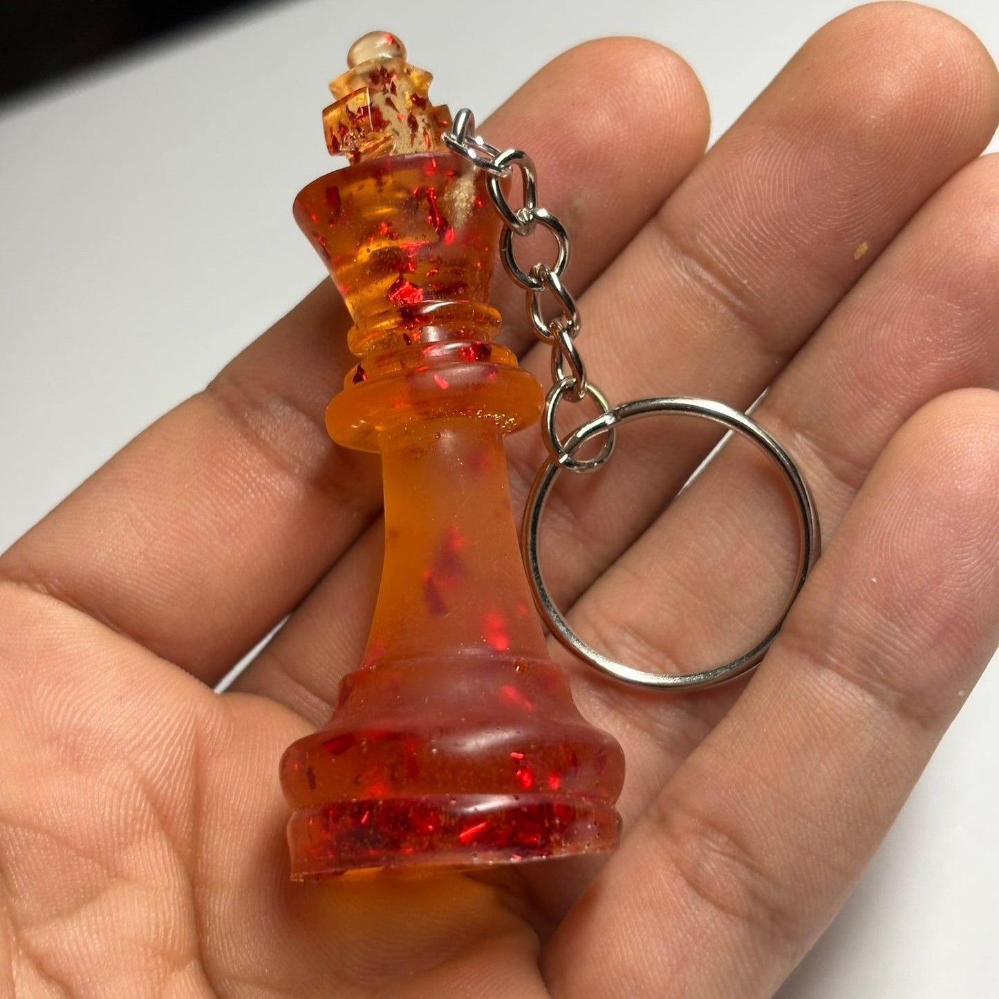 Tilted Amber King - Handmade Resin Keychain
