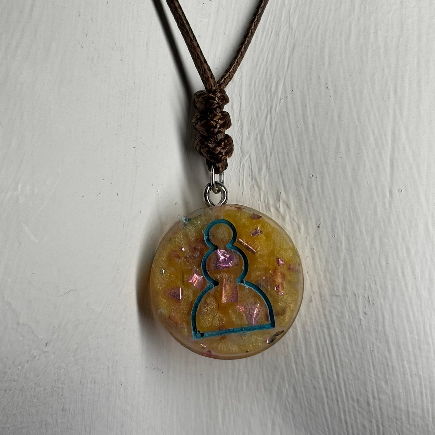 Royal Yellow Pawn - Handmade Resin Chess Necklace