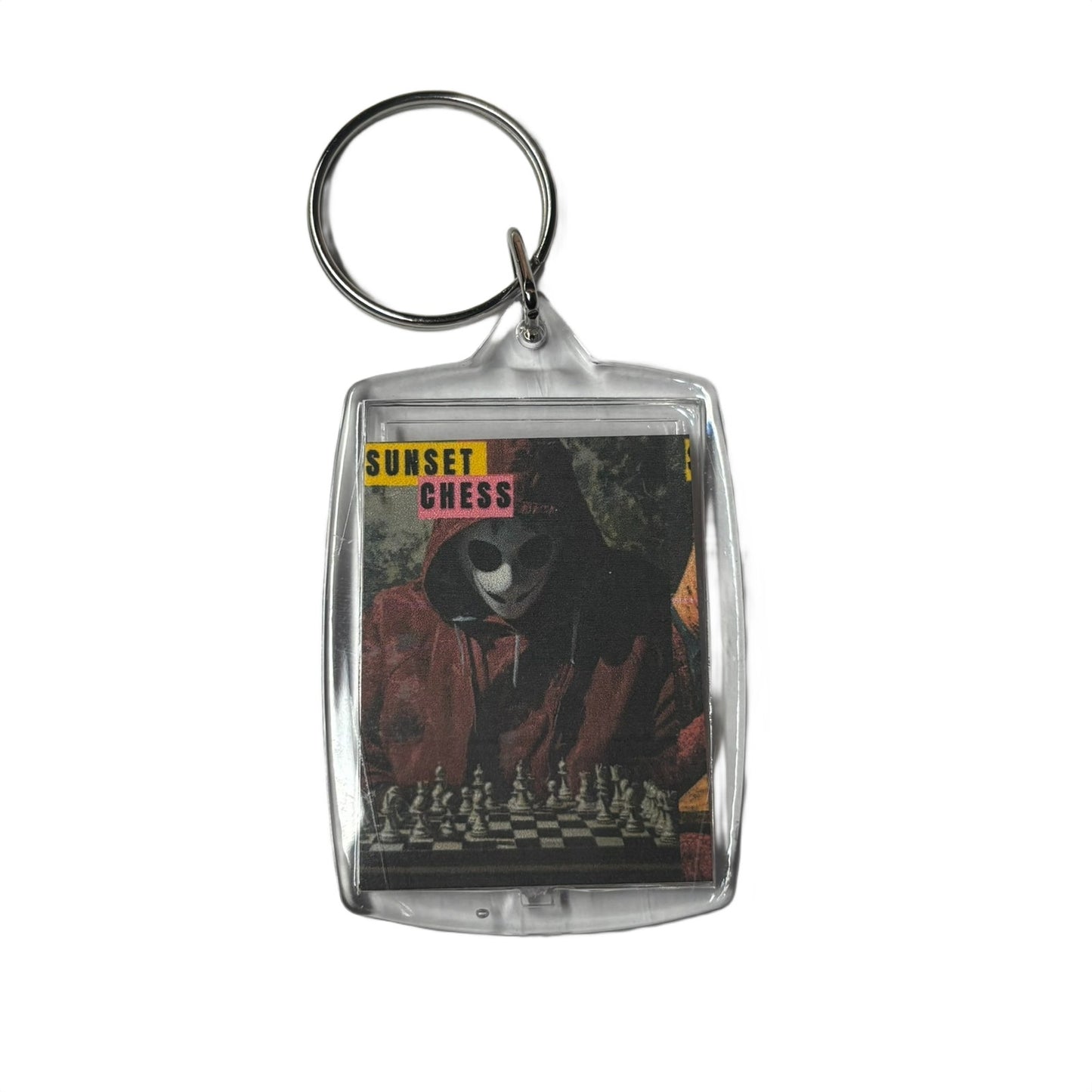 Hooded Mask Man - Sunset Chess Photo Keychain