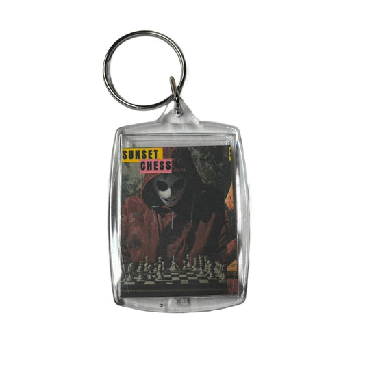 Hooded Mask Man - Sunset Chess Photo Keychain