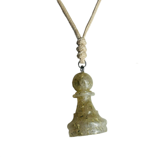 Crystal White Pawn - Handmade Resin Chess Necklace