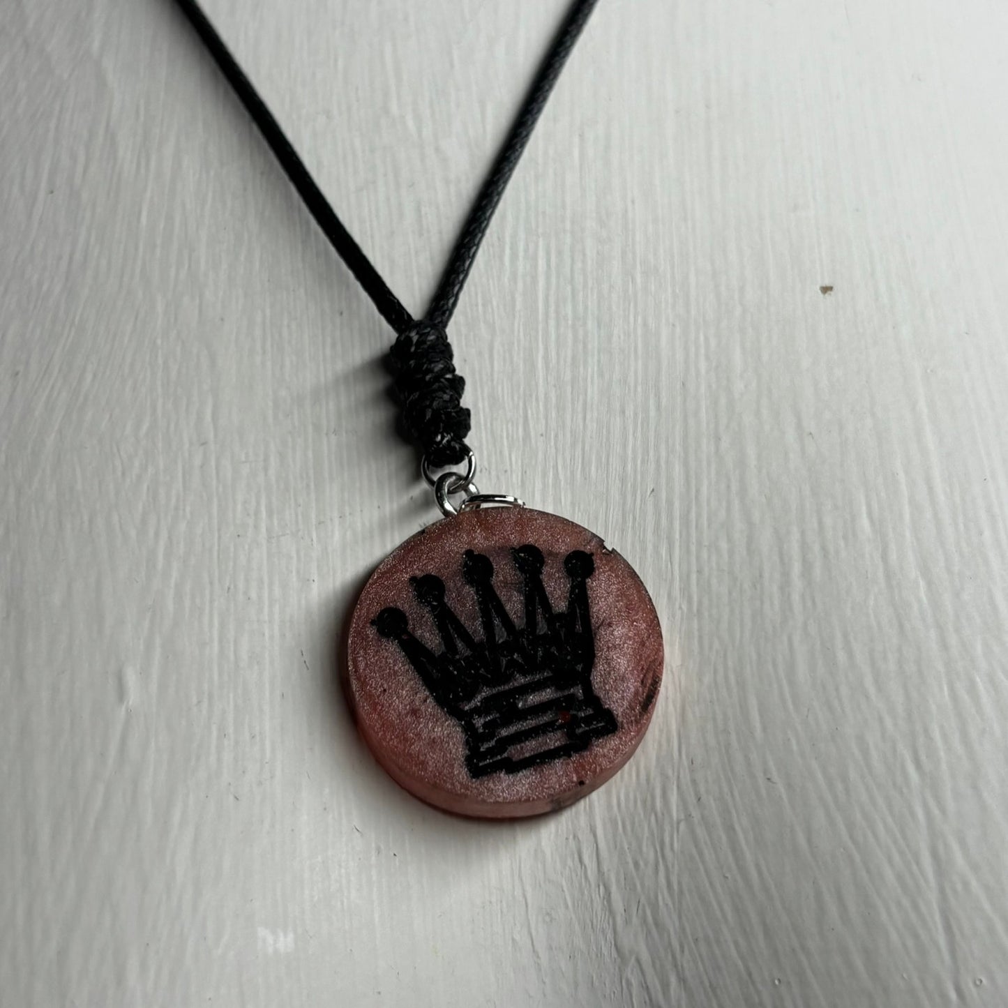 Peach Queen - Handmade Resin Chess Necklace