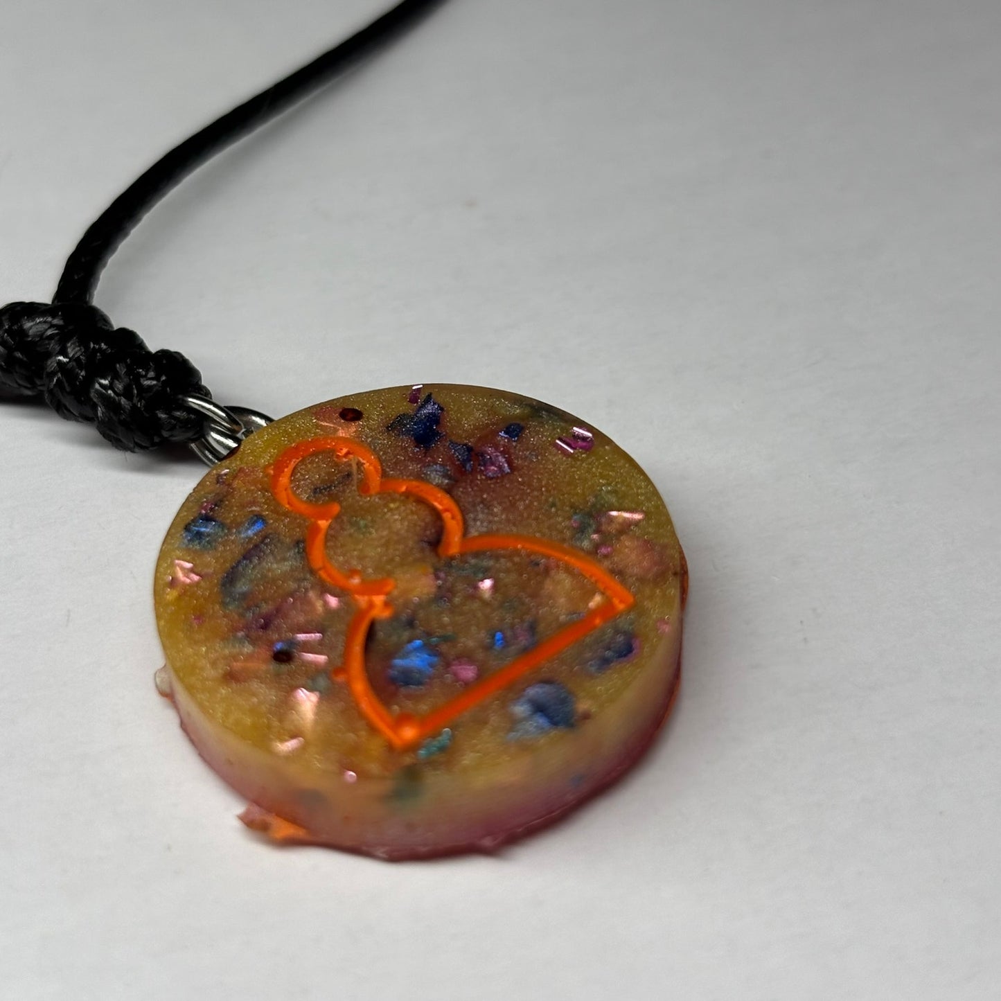 Crystal Orange Pawn - Handmade Resin Chess Necklace