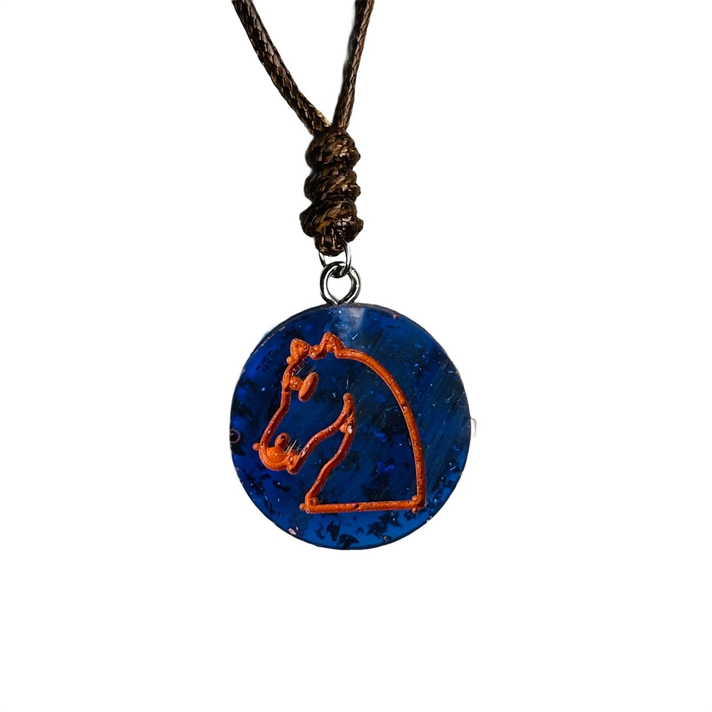 Navy Blue Knight - Handmade Resin Chess Necklace