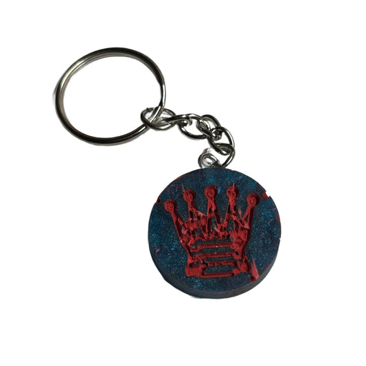 Blue Red Queen - Handmade Resin Keychain - Flat Edition