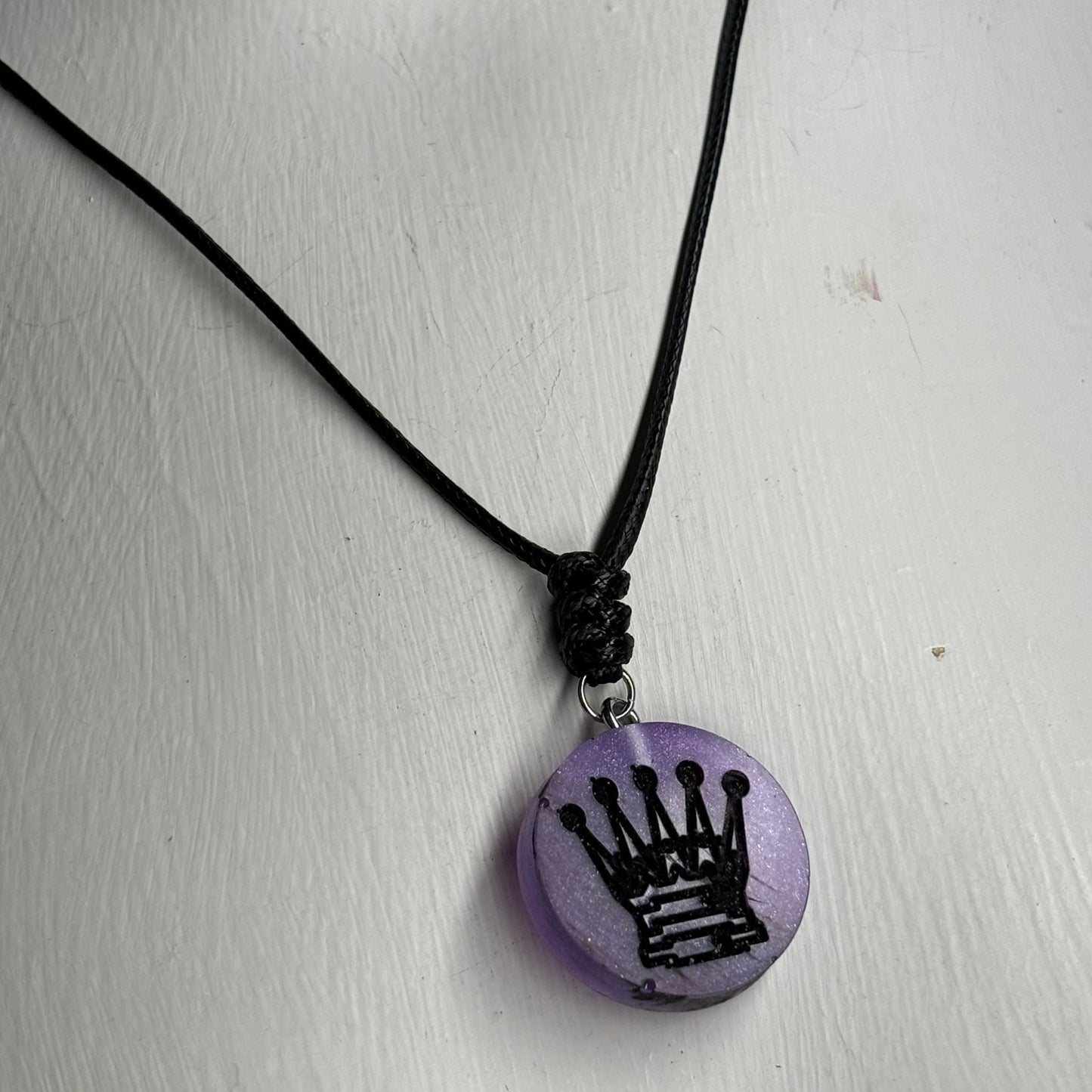Bright Purple Queen - Handmade Resin Chess Necklace