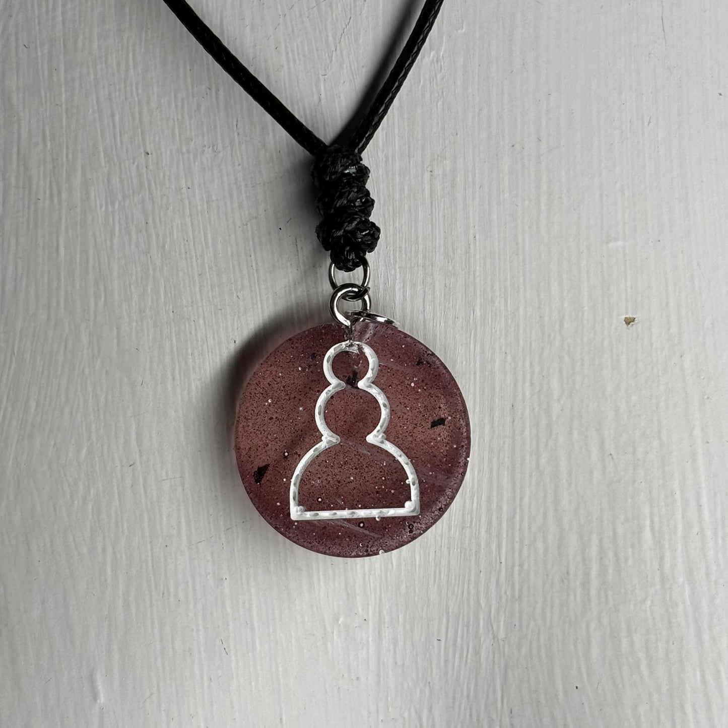Violet Red Pawn - Handmade Resin Chess Necklace