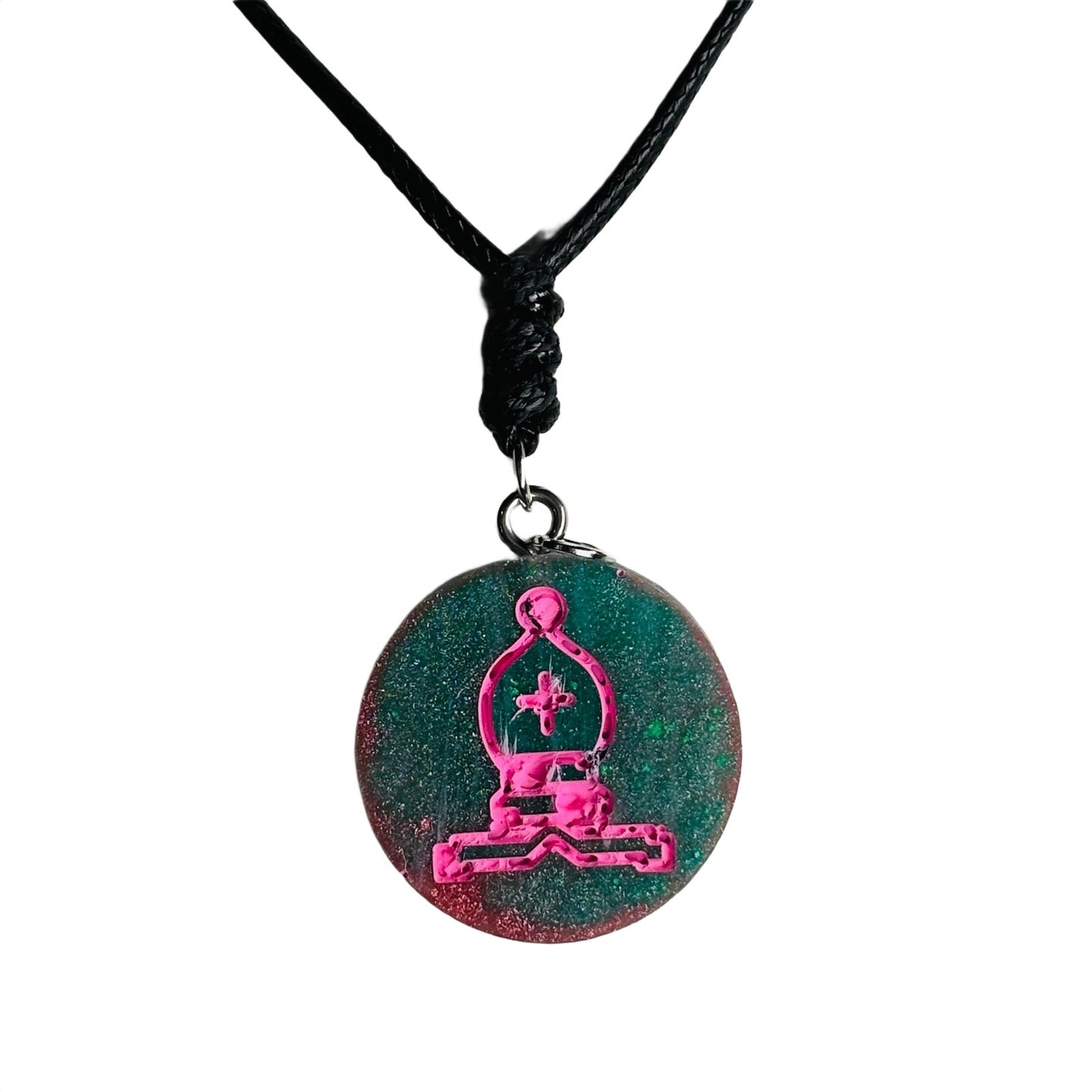 Pink Bishop - Handmade Resin Chess Necklace