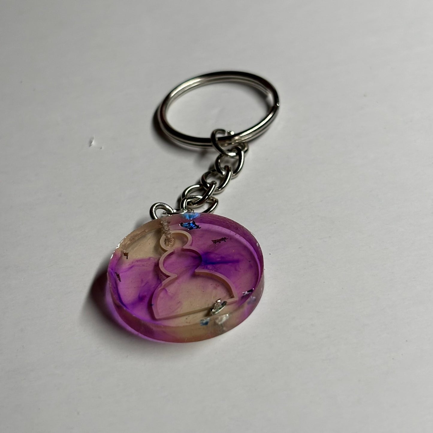 Clear Purple Swirl Pawn - Handmade Resin Keychain