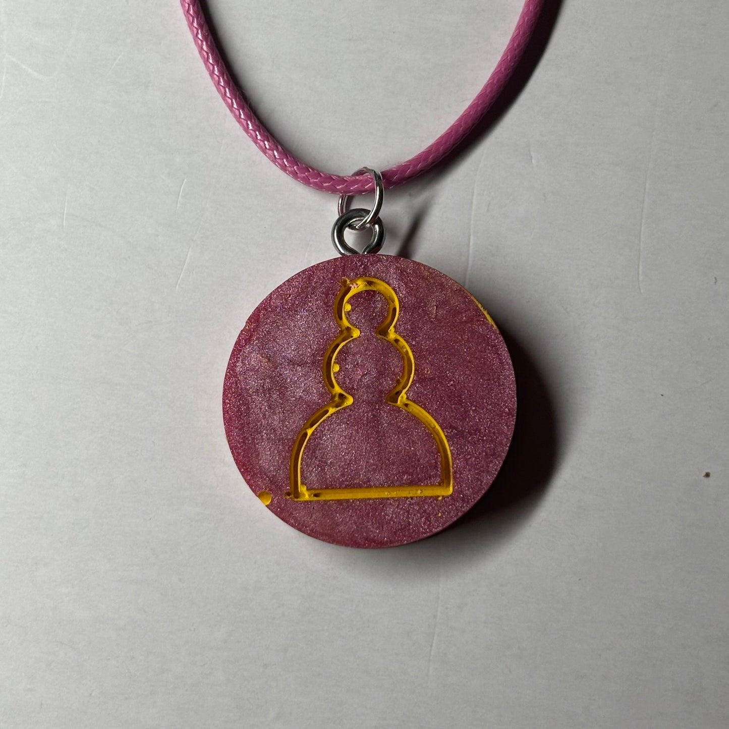 Peach Pink Pawn - Handmade Resin Chess Necklace