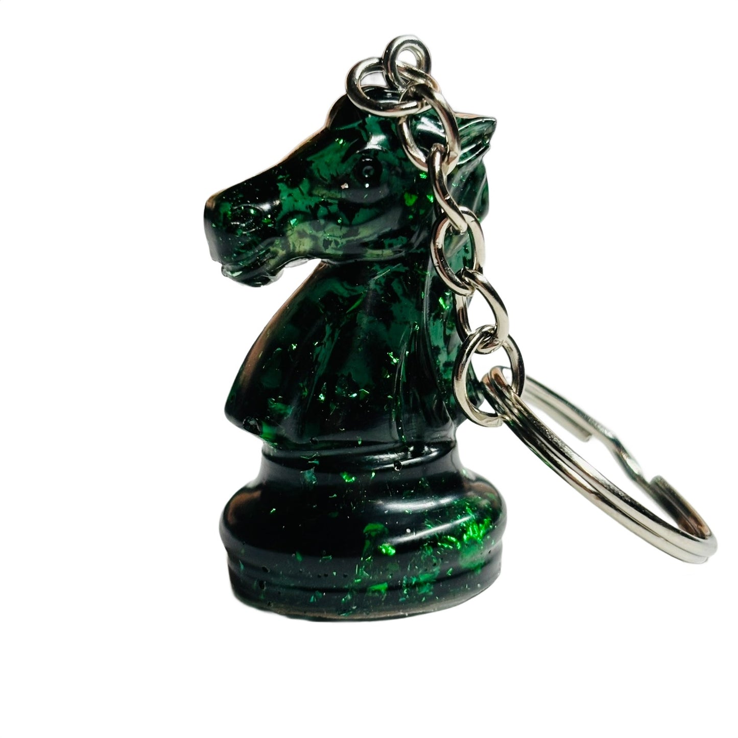 Dark Green Crystal Knight - Handmade Resin Keychain
