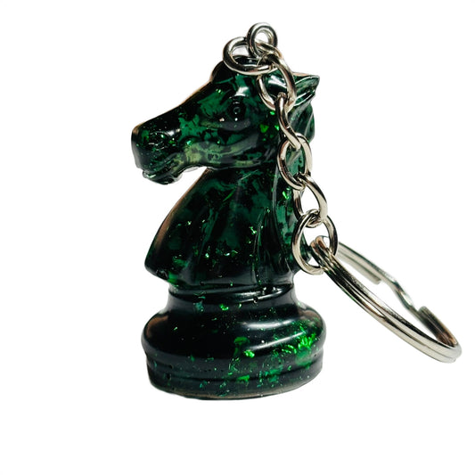 Dark Green Crystal Knight - Handmade Resin Keychain