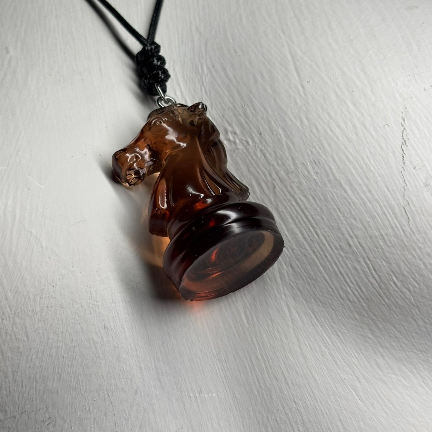 Coffee Brown Knight - Handmade Resin Chess Necklace