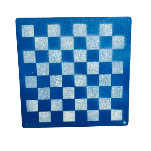 Blue & White - Painted Thin Wooden Chess Board