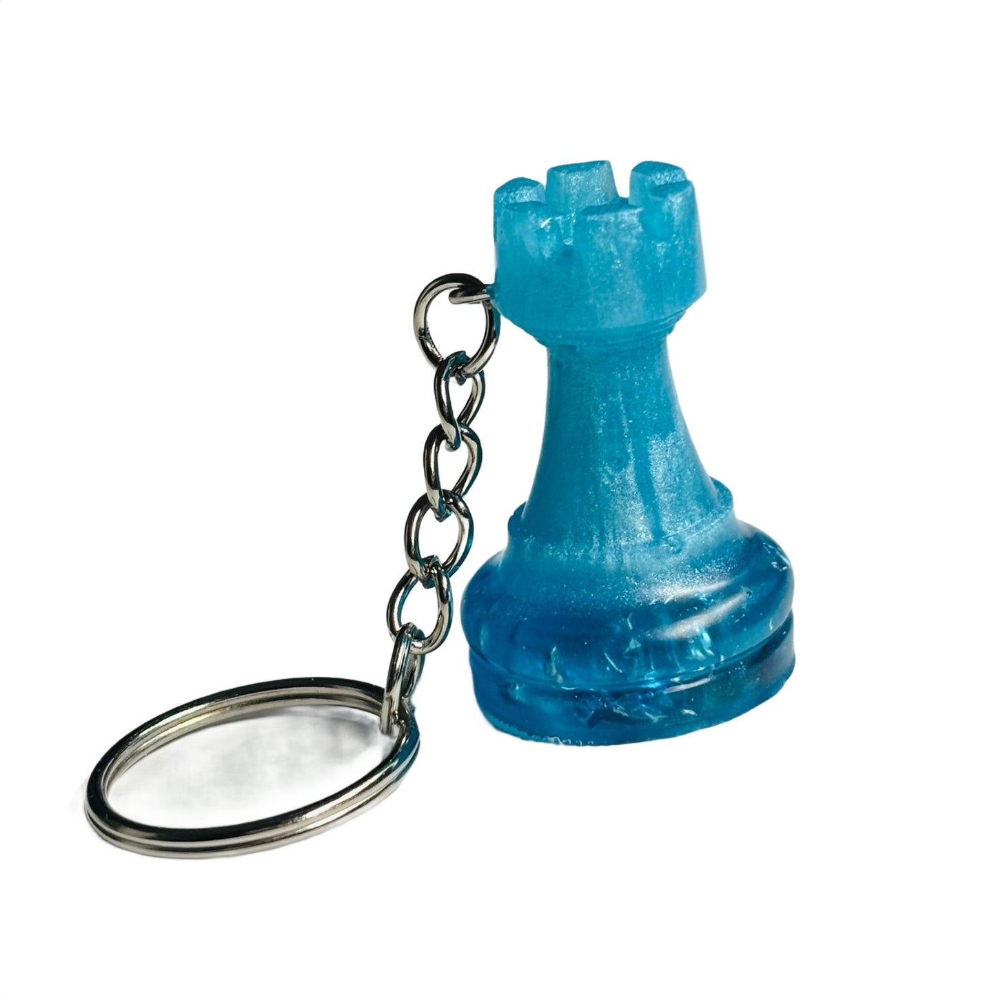 Blue Crystal Rook - Handmade Resin Keychain