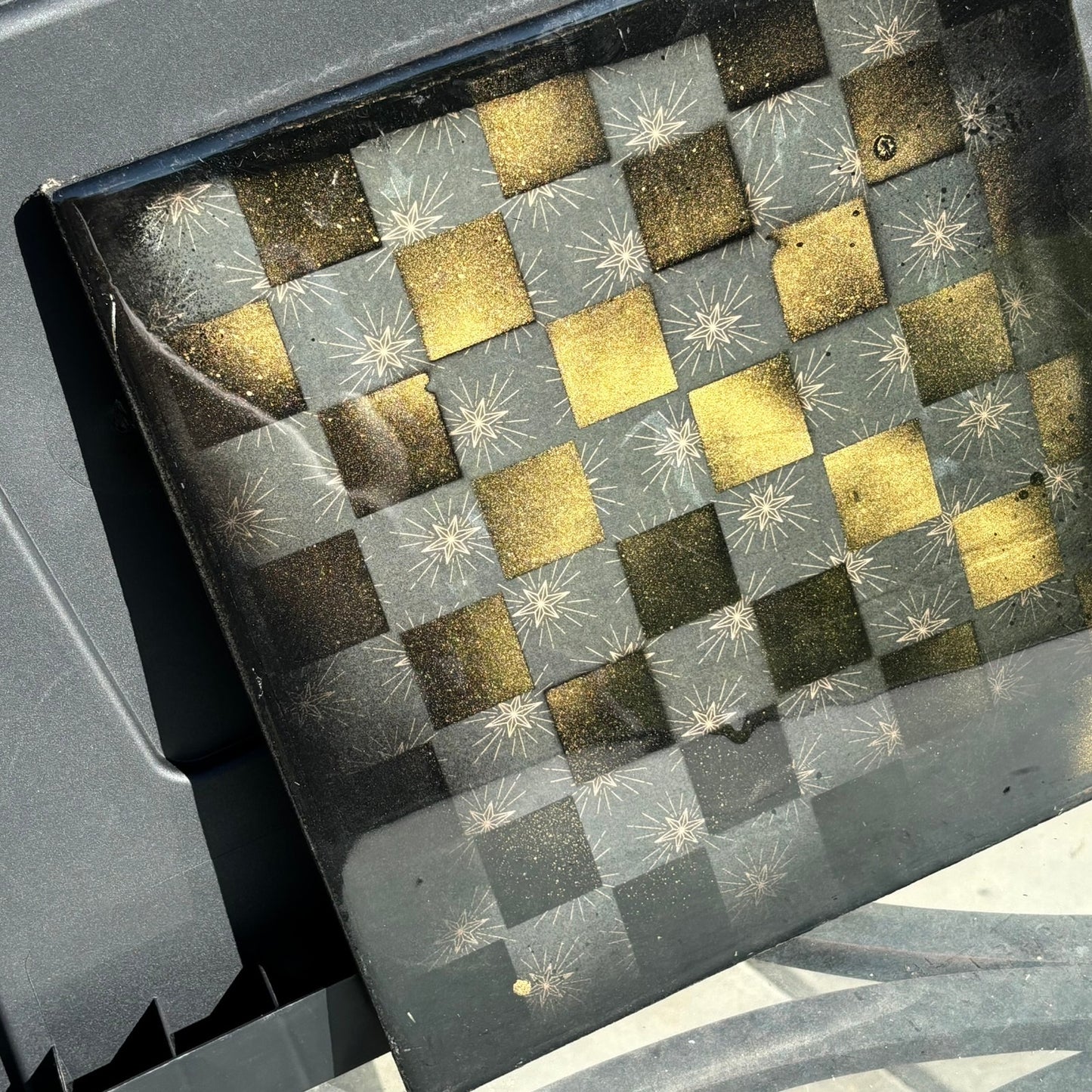 Star Gold Blue - Resin Coated Chess Board