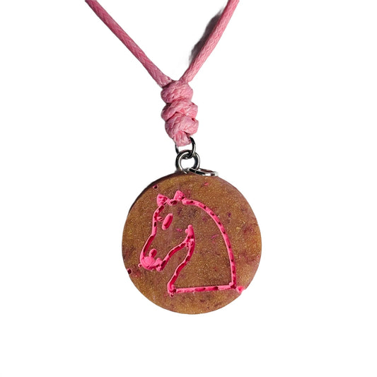 Vintage Pink Pawn - Handmade Resin Chess Necklace