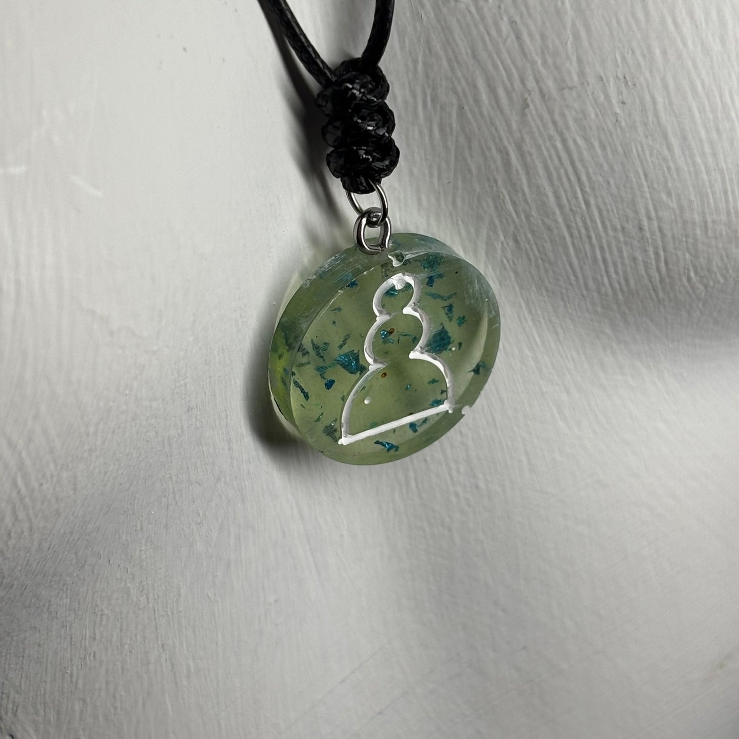 Crystal Green Pawn - Handmade Resin Chess Necklace