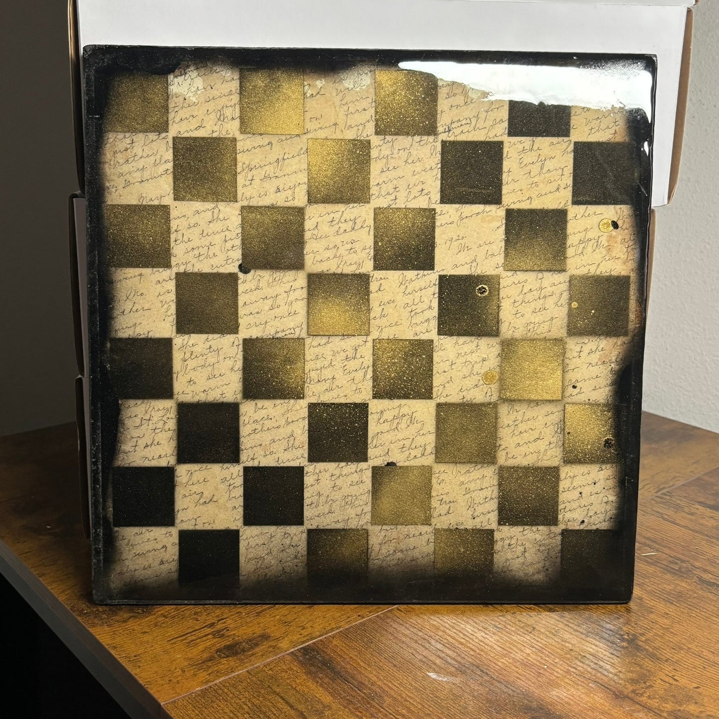 Cursive Gold - Resin Coated Chess Board