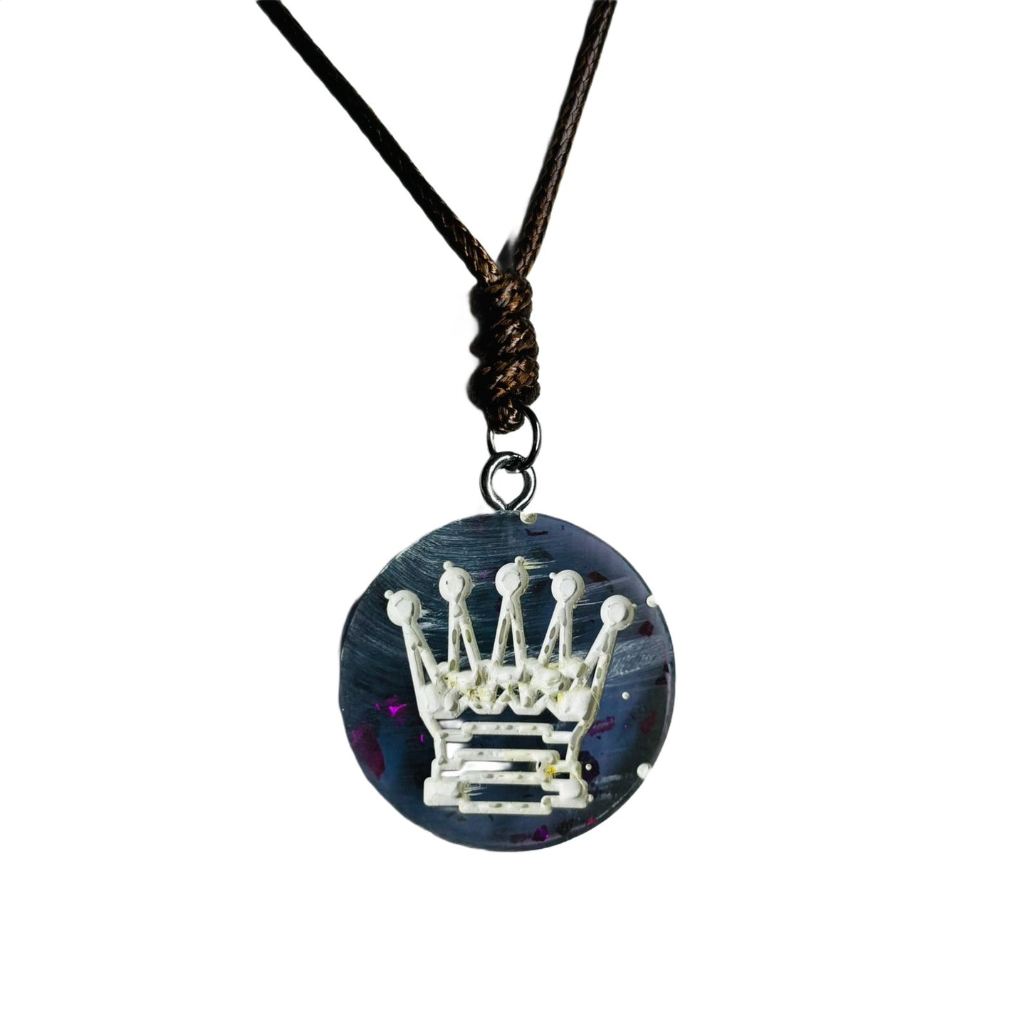 Translucent Purple Queen - Handmade Resin Chess Necklace