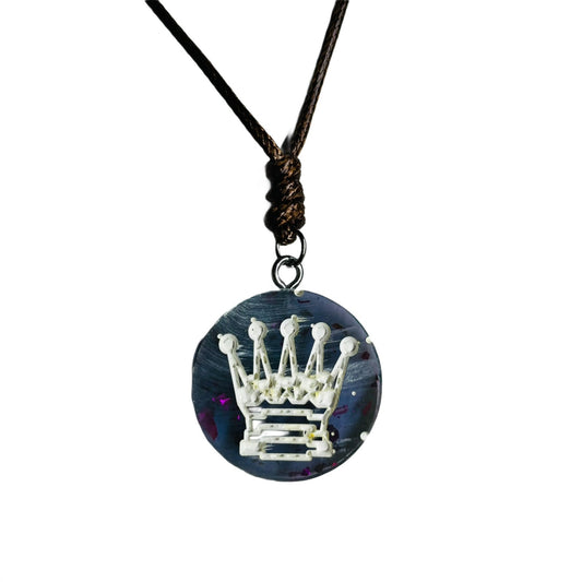 Translucent Purple Queen - Handmade Resin Chess Necklace