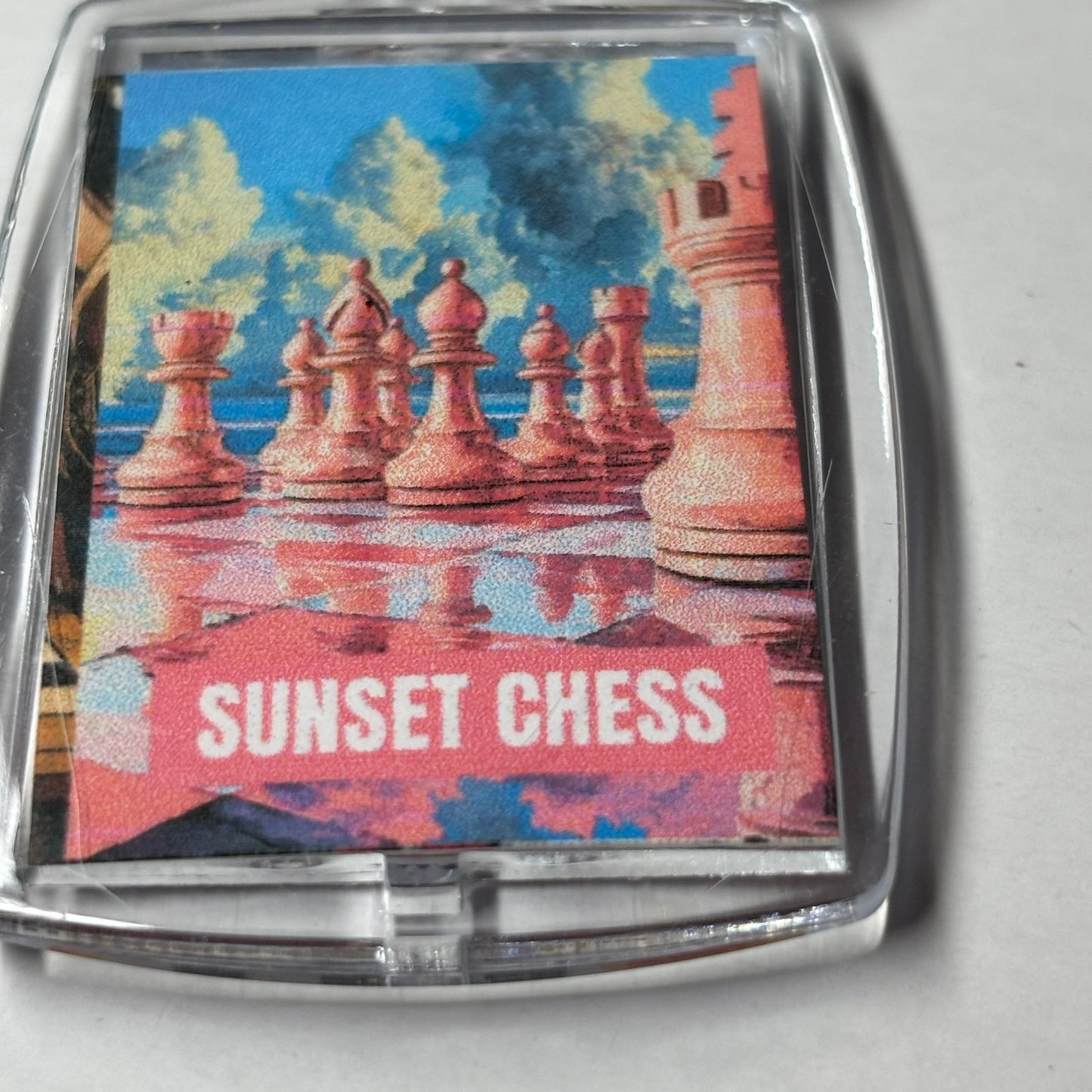 Pink Supreme - Sunset Chess Photo Keychain