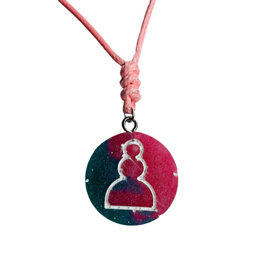 Pink Blue Mixed Pawn - Handmade Resin Chess Necklace