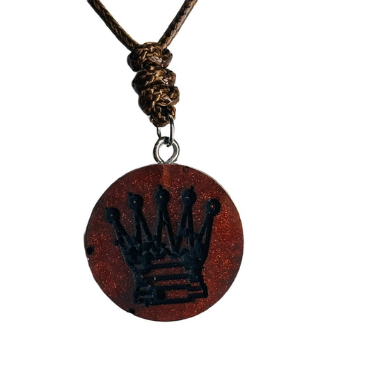 Vintage Red Queen - Handmade Resin Chess Necklace
