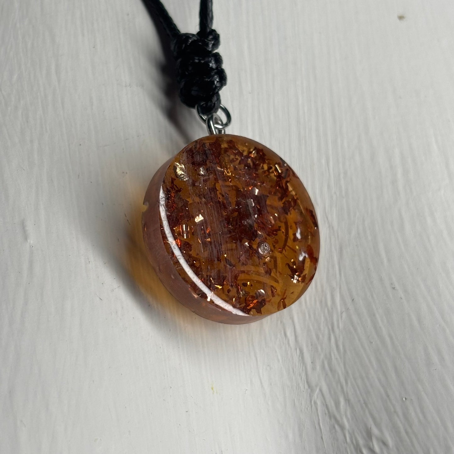 Sparkle Amber King - Handmade Resin Chess Necklace