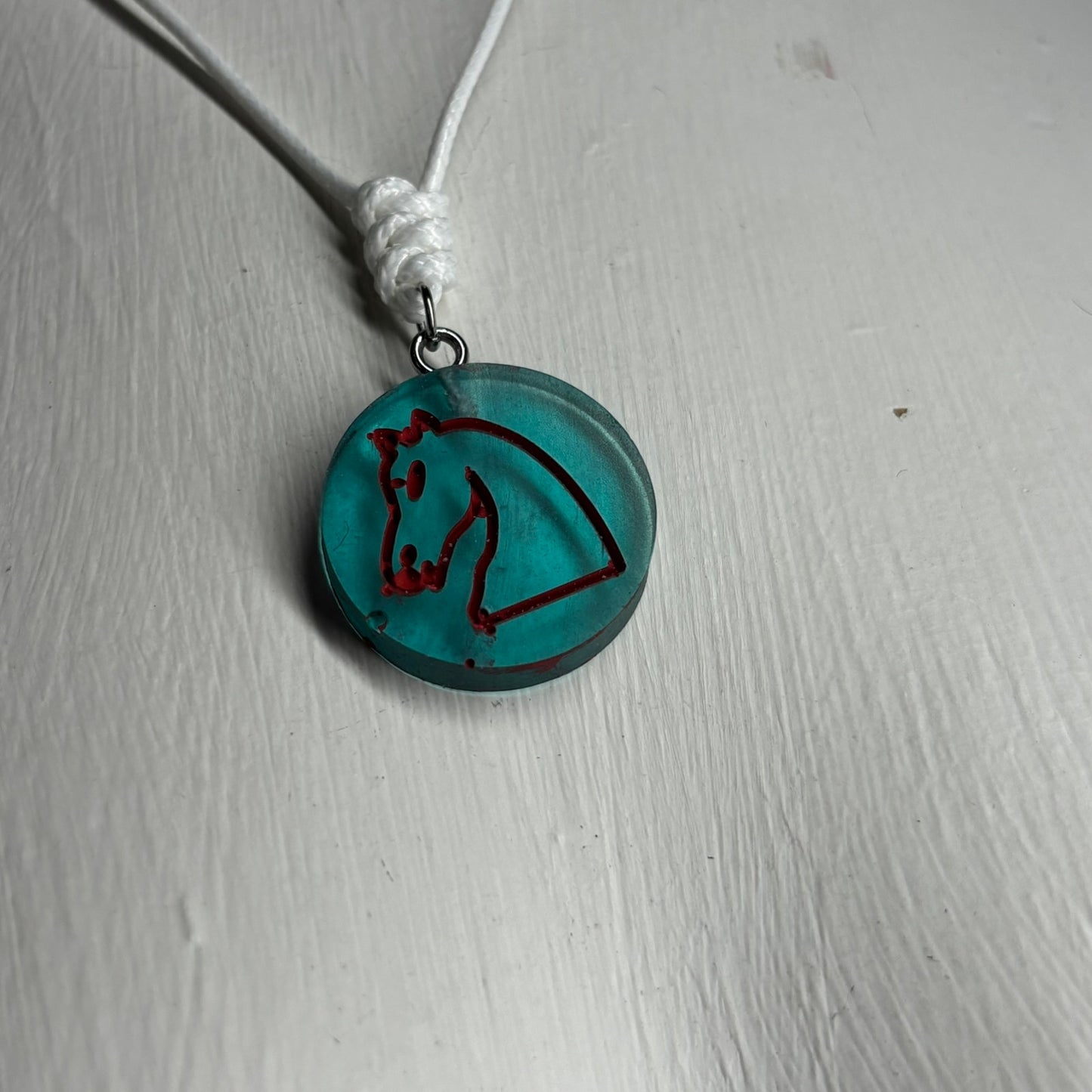 Translucent Knight - Handmade Resin Chess Necklace