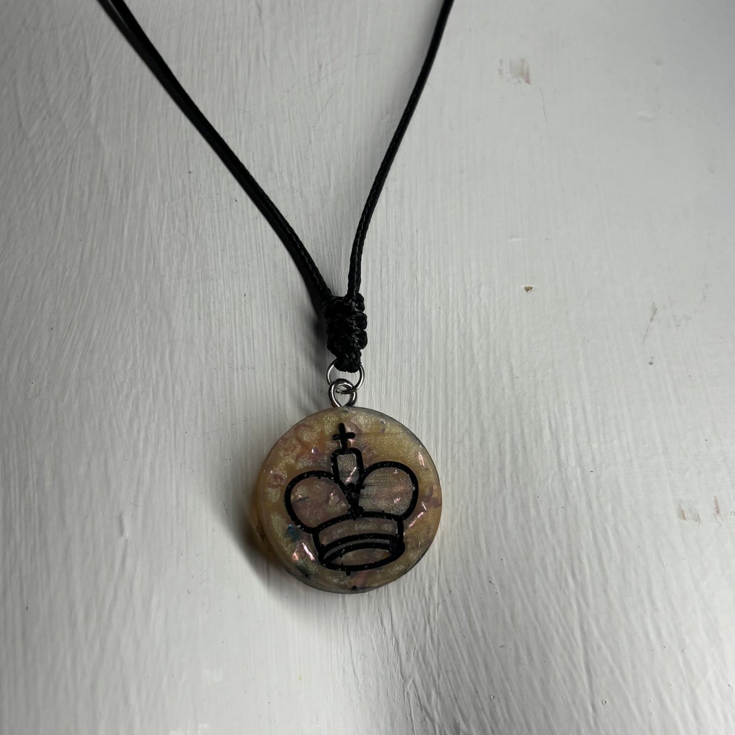 Crystal Yellow King - Handmade Resin Chess Necklace