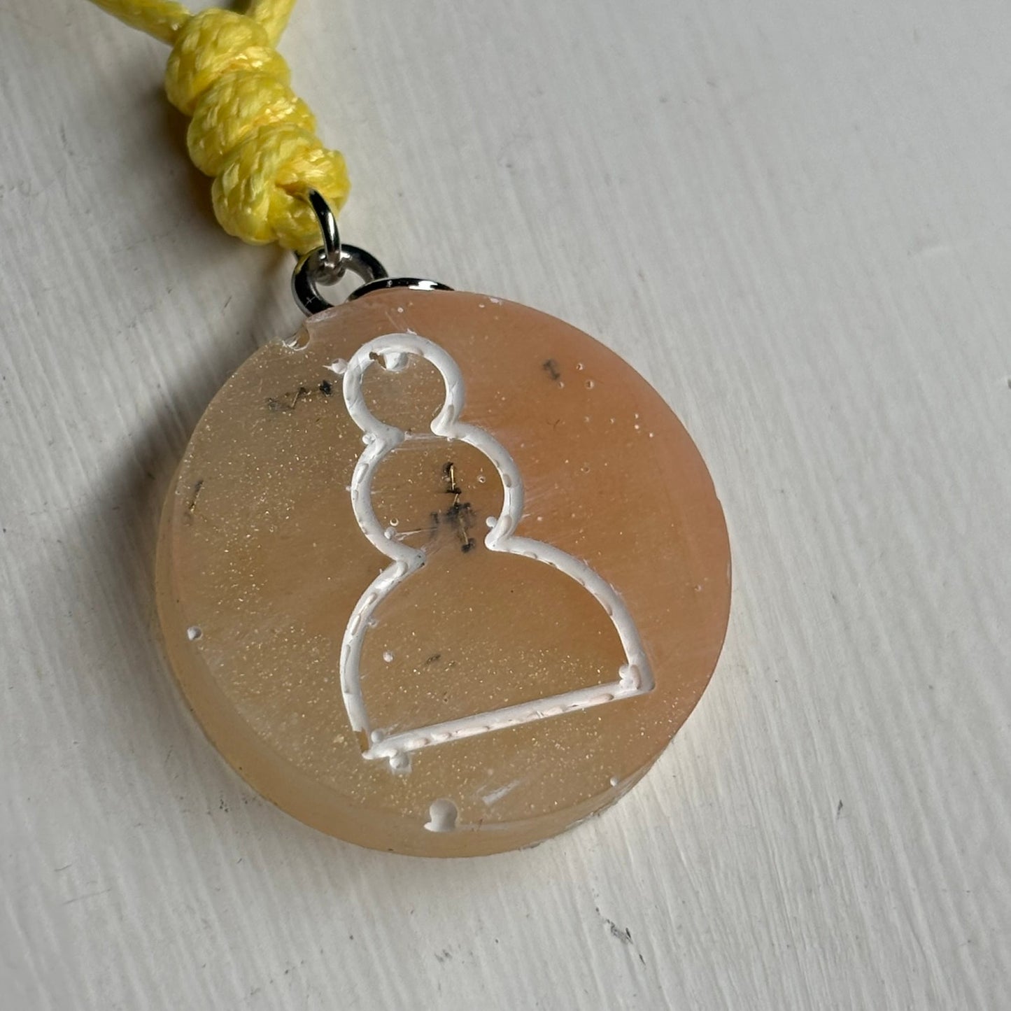 Beach Yellow Pawn - Handmade Resin Chess Necklace