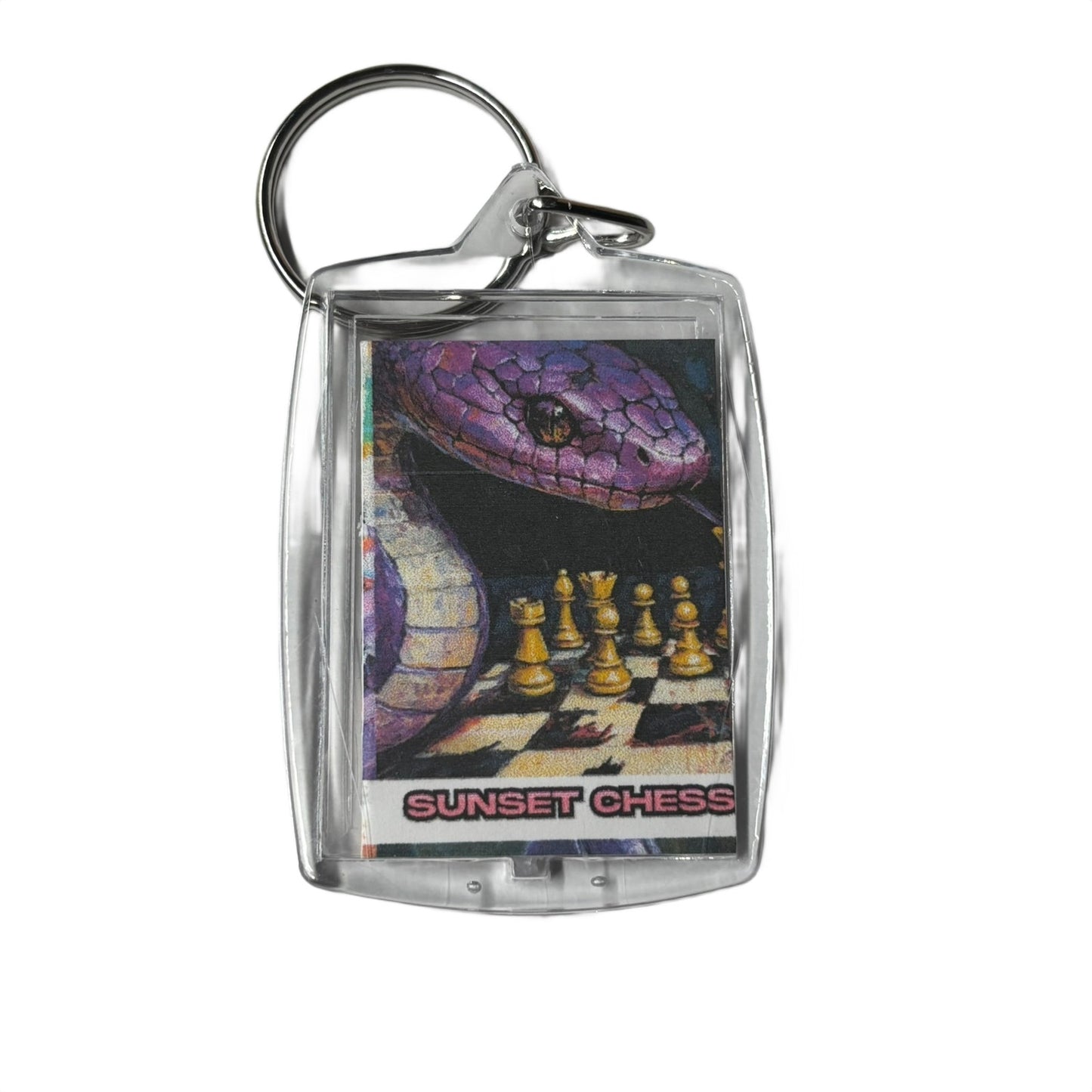 Purple Snake - Sunset Chess Photo Keychain
