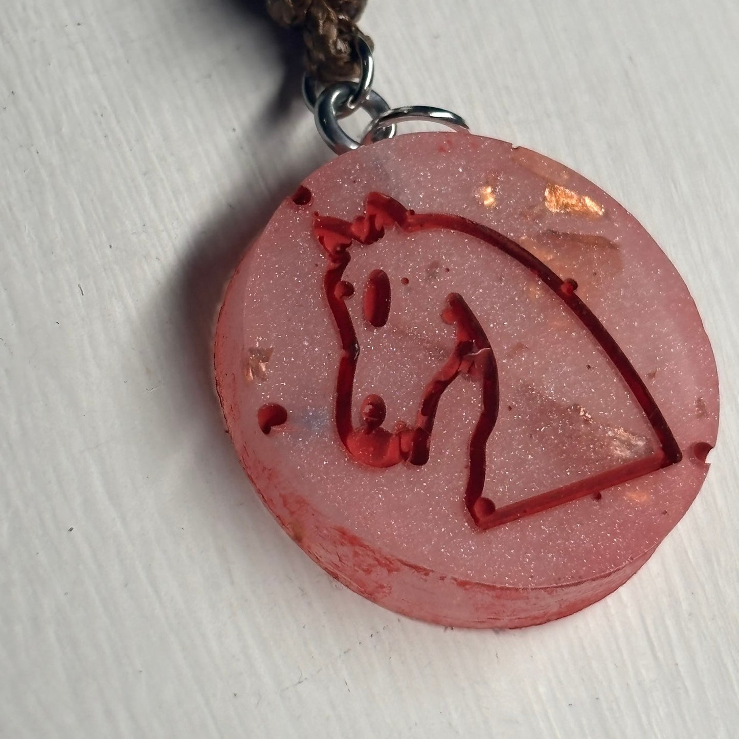 Crystal Red Knight - Handmade Resin Chess Necklace