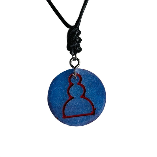 Blue Pawn - Handmade Resin Chess Necklace
