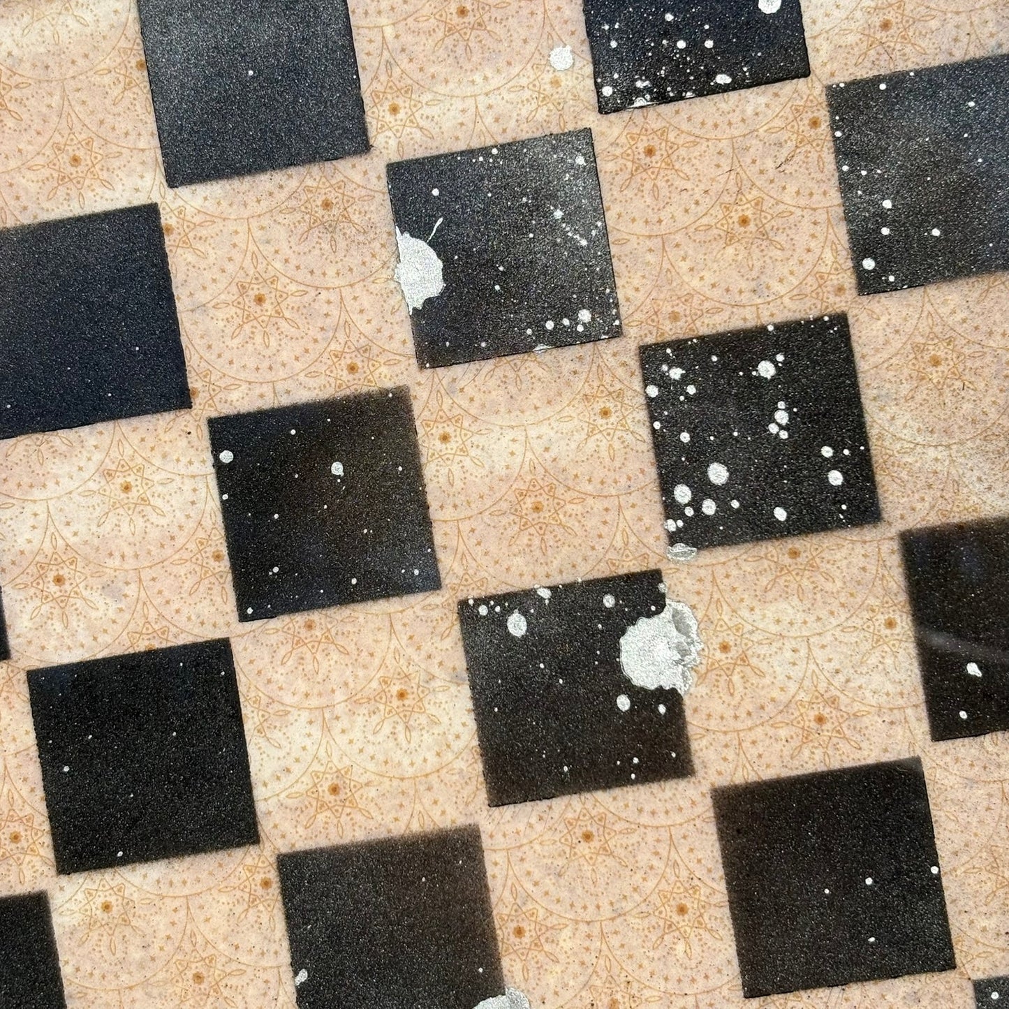 Cream Pattern - Resin Coated Chess Board