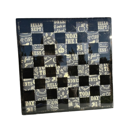Text Gray Board - Resin Coated Chess Board