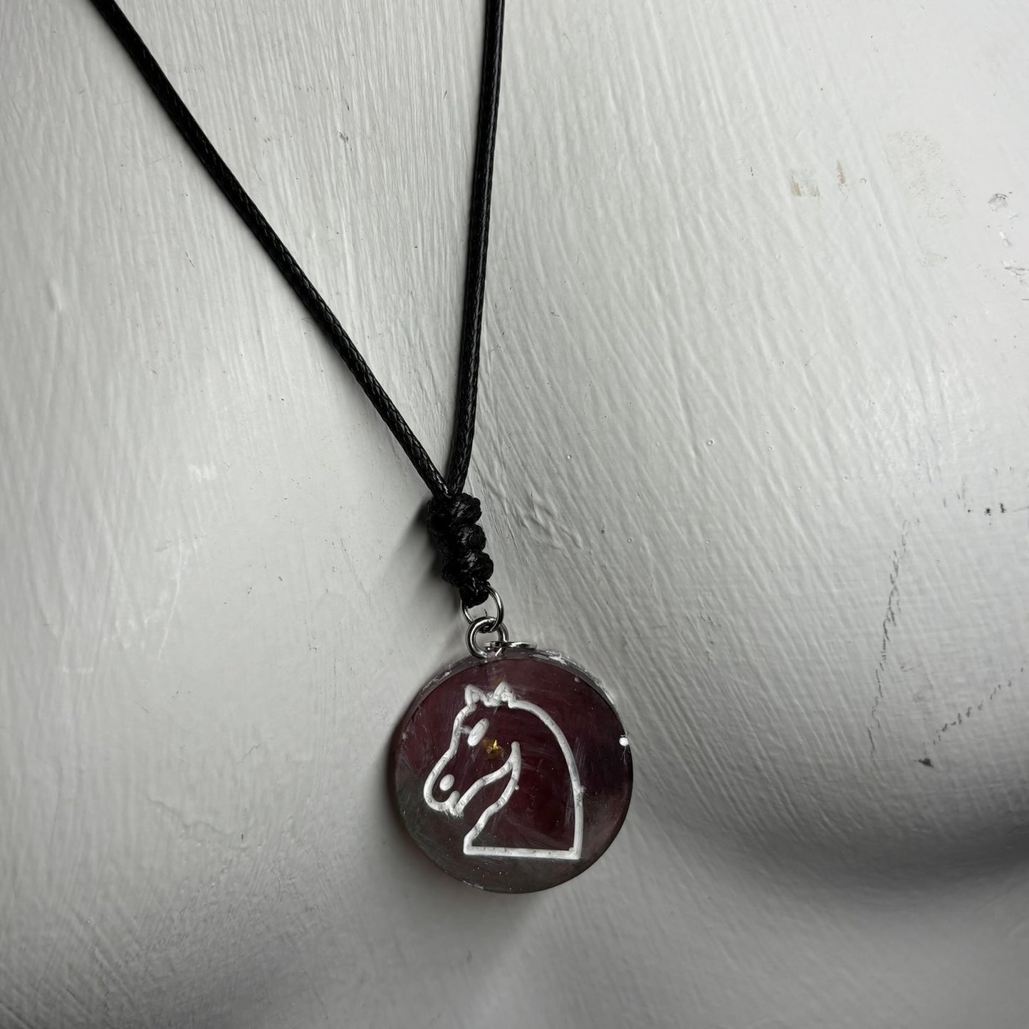 Coffee Brown Knight - Handmade Resin Chess Necklace