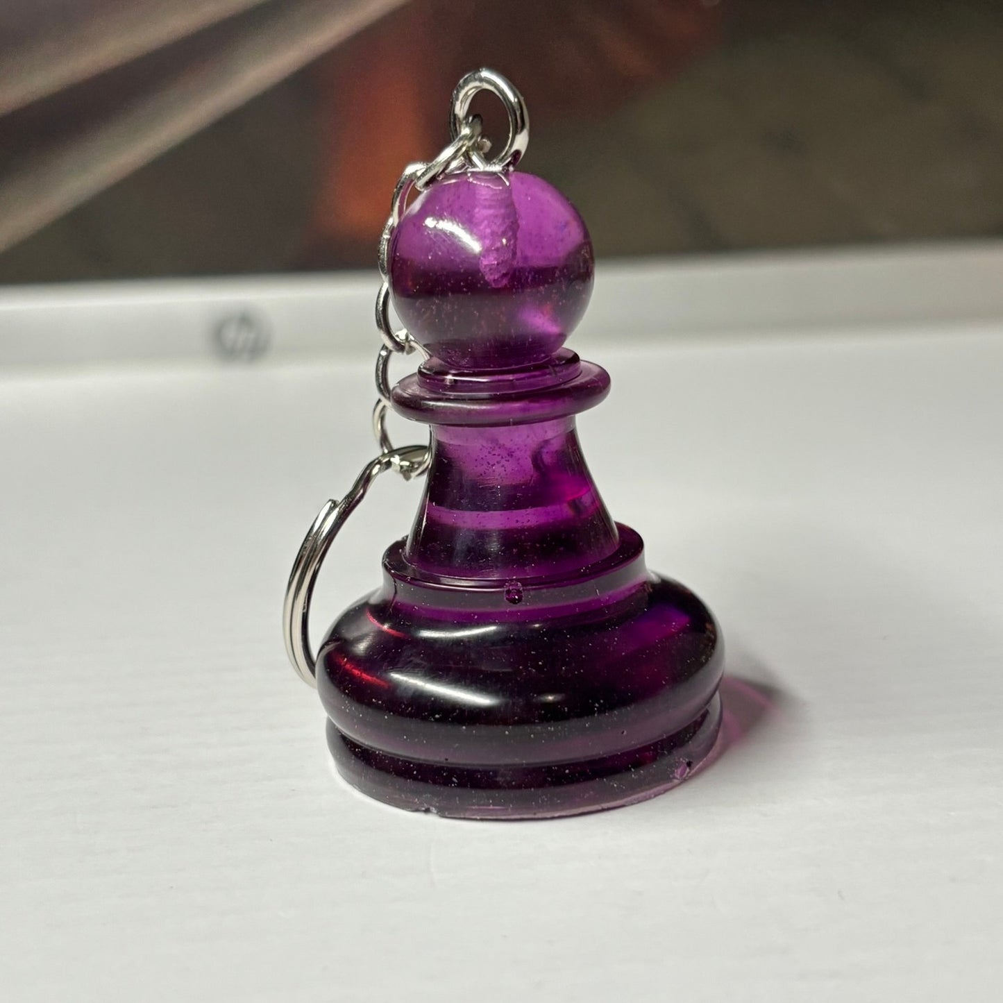 Purple Translucent Pawn - Handmade Resin Keychain - Large Edition