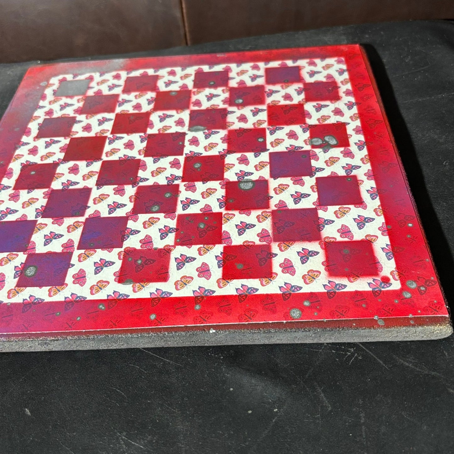 Red Butterflies - Scrapbook Chess Board