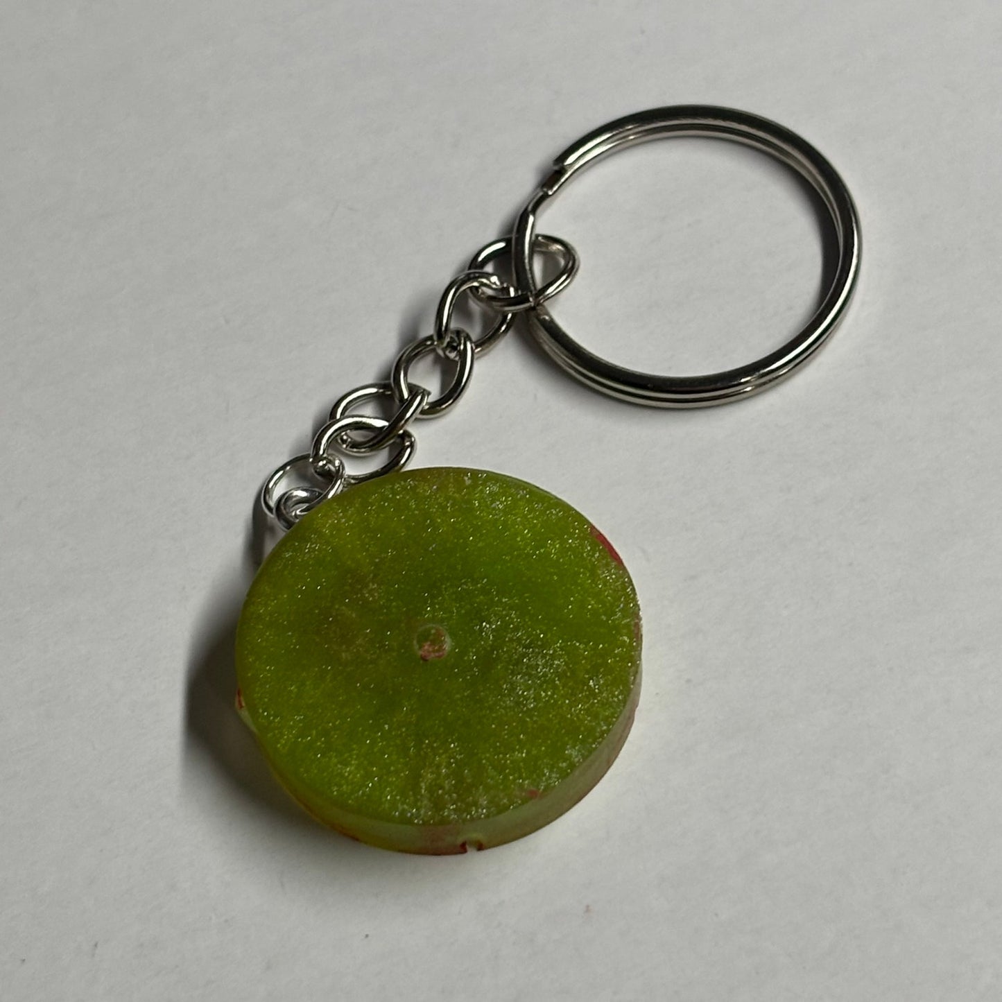Lime Green Red Rook - Handmade Resin Keychain