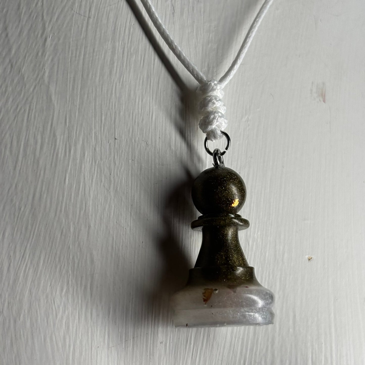 Vintage Green Pawn - Handmade Resin Chess Necklace