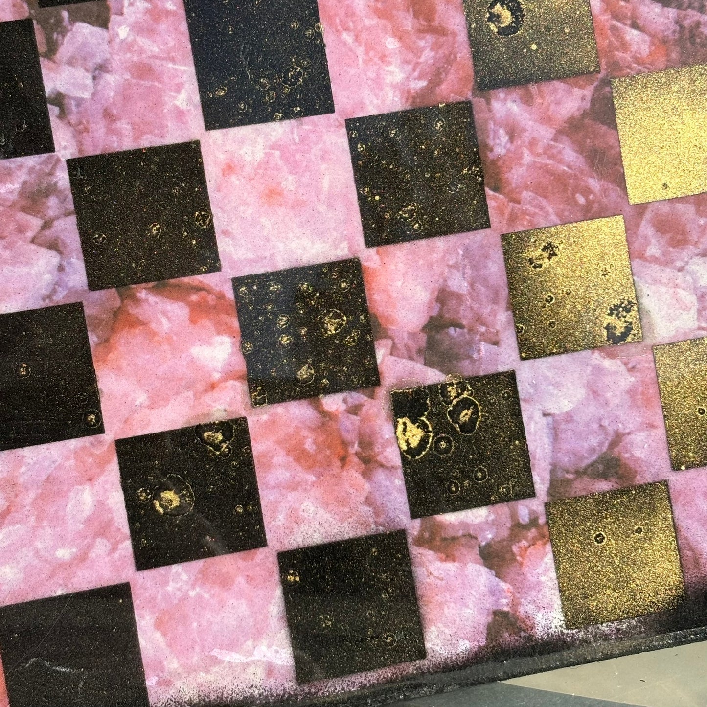 Pink Crystal Gold - Resin Coated Chess Board