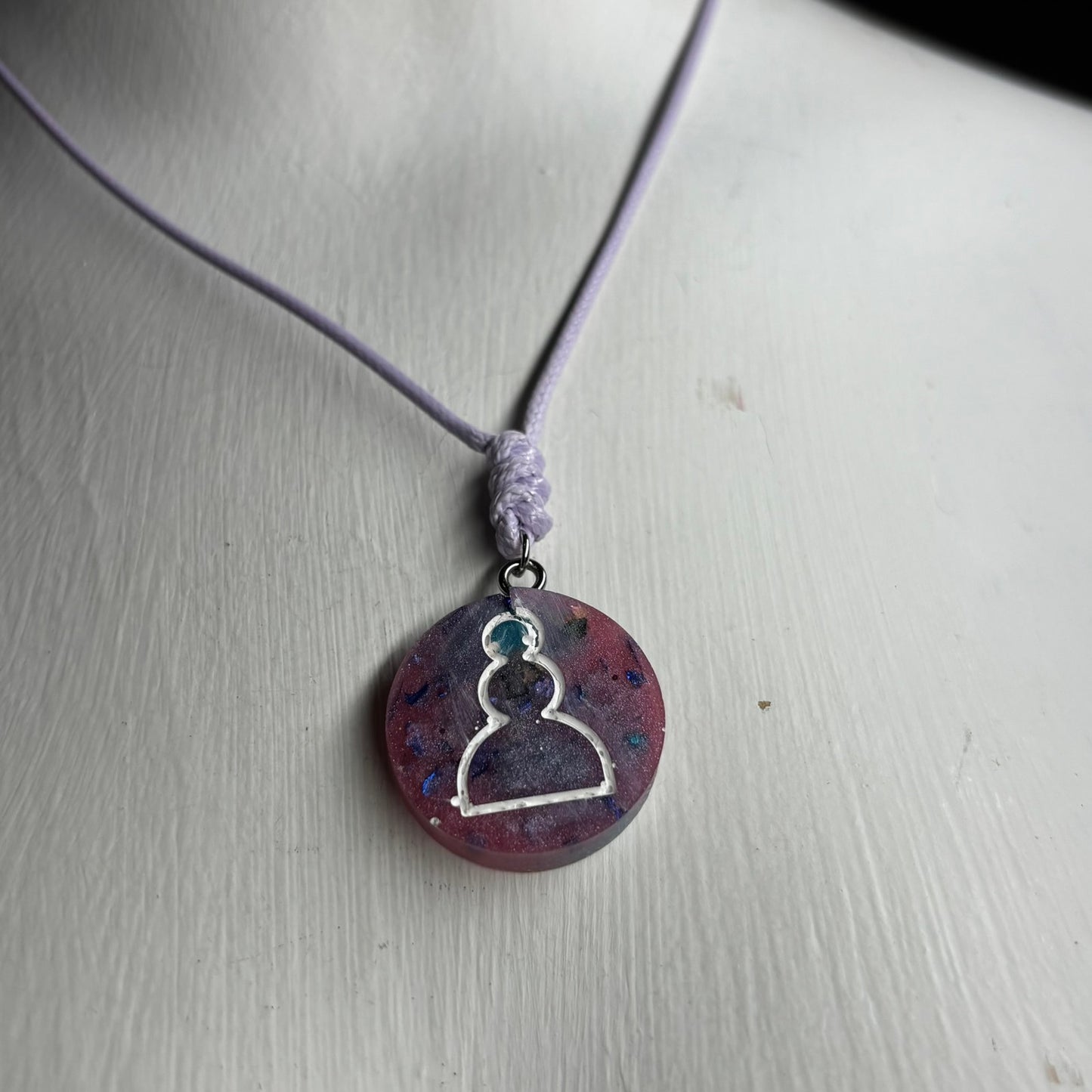 Purple Pink Pawn - Handmade Resin Chess Necklace